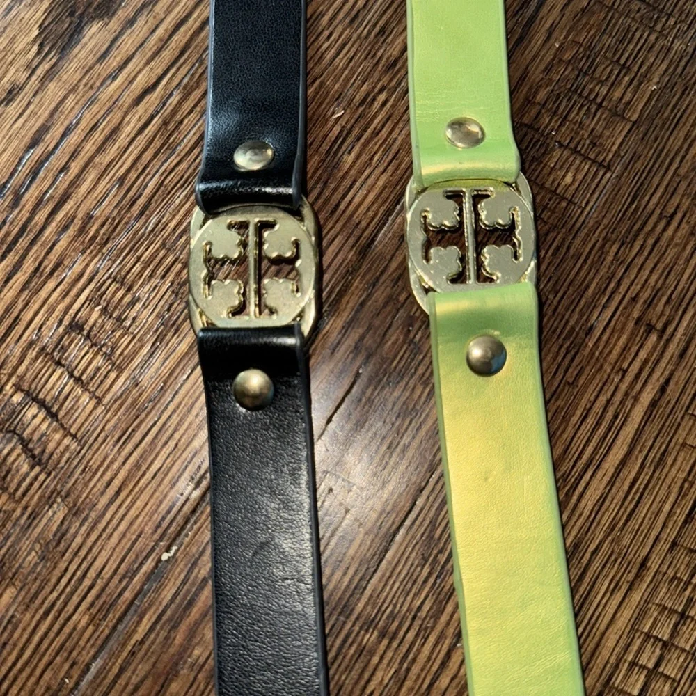 Black and Yellow Leather Bracelets Bundle of 2 Faux Leather
